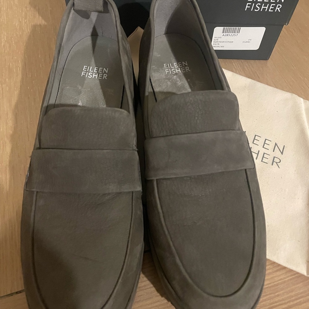 New! Eileen Fisher Max Nubuck Wedge loafer size 8